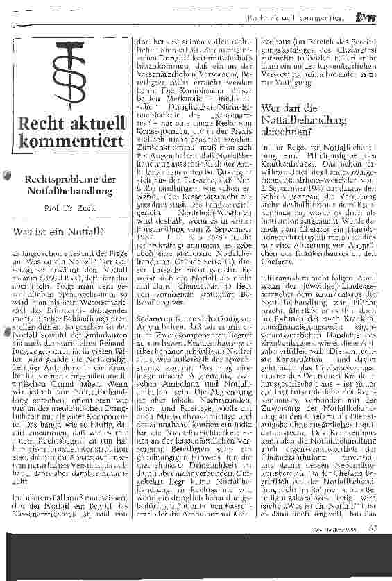 Vorschauseite 1: Rechtsprobleme der Notfallbehandlung