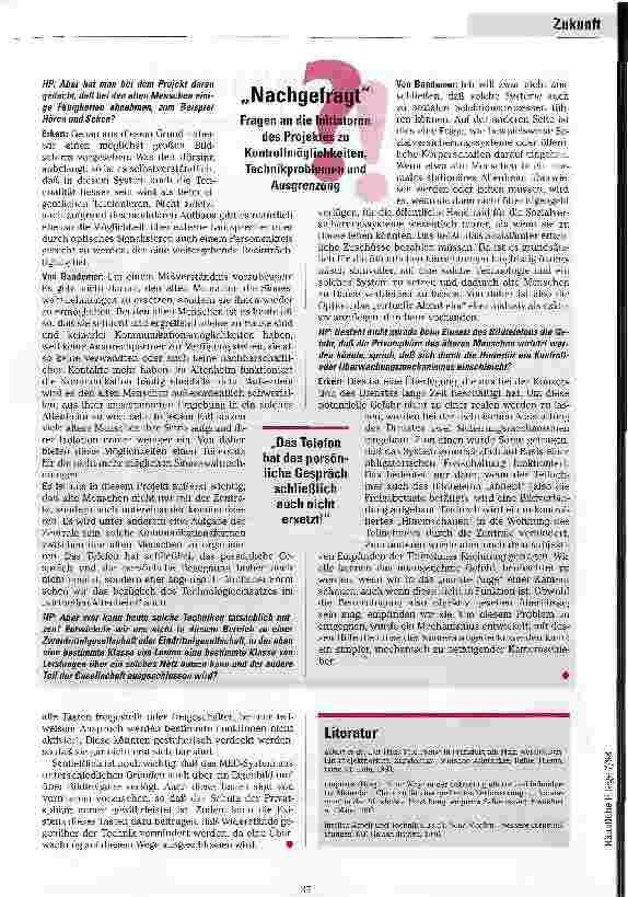 Vorschauseite 5: Per Kabel aus der Isolation Das Virtuelle Altenheim: Technologie im Dienste alter Menschen