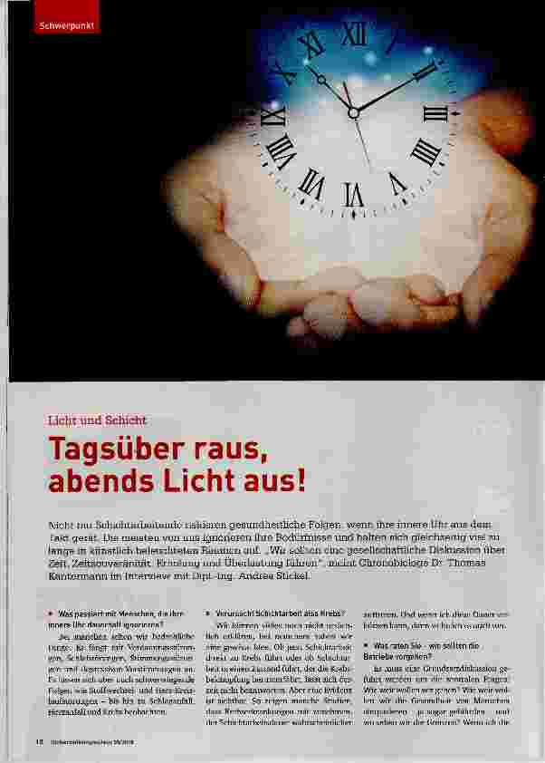 Vorschauseite 1: Tagsüber raus, abends Licht aus!