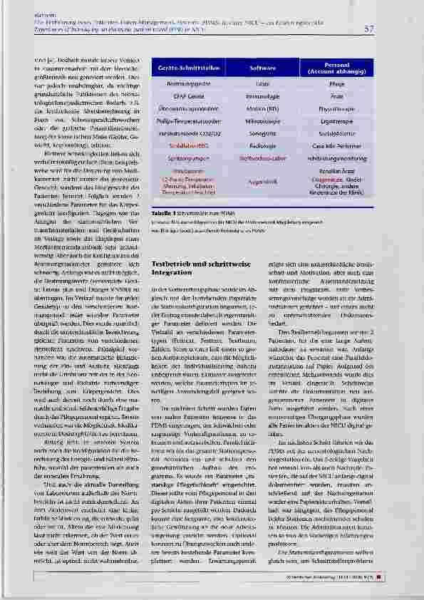 Vorschauseite 3: Die Einführung eines Patienten-Daten-Management-Systems (PDMS) in einer NICU - ein Erfahrungsbericht