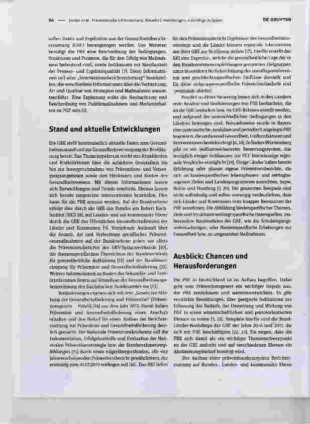 Vorschauseite 2: Präventionsberichterstattung: Aktuelle Entwicklungen, zukünftige Aufgaben