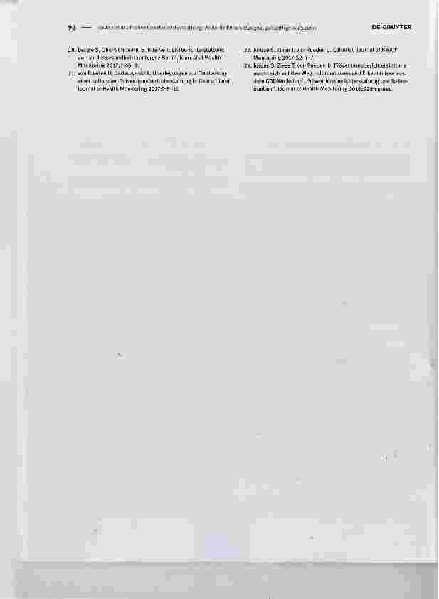 Vorschauseite 4: Präventionsberichterstattung: Aktuelle Entwicklungen, zukünftige Aufgaben