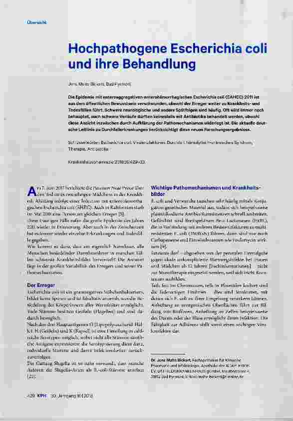 Vorschauseite 1: Hochpathogene Escherichia coli und ihre Behandlung