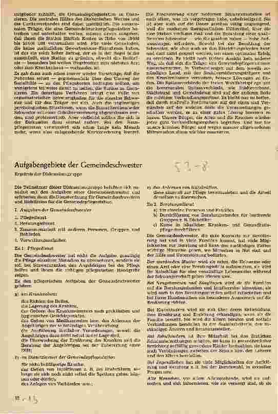 Vorschauseite 1: Aufgabegebiete der Gemeindeschwester