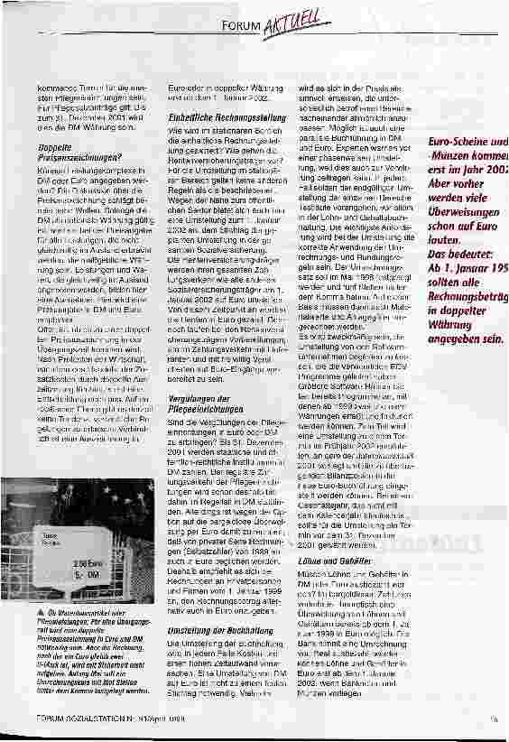 Vorschauseite 2: Der Euro kostet Zeit und Geld Was geschieht ab 1. Januar 1999?