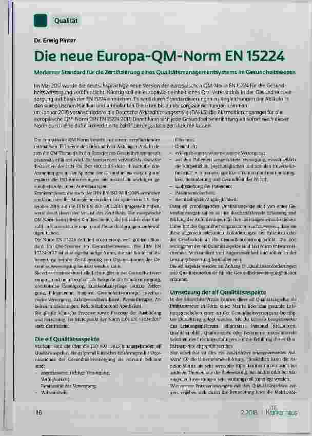 Vorschauseite 1: Die neue Europa-QM-Norm EN 15224