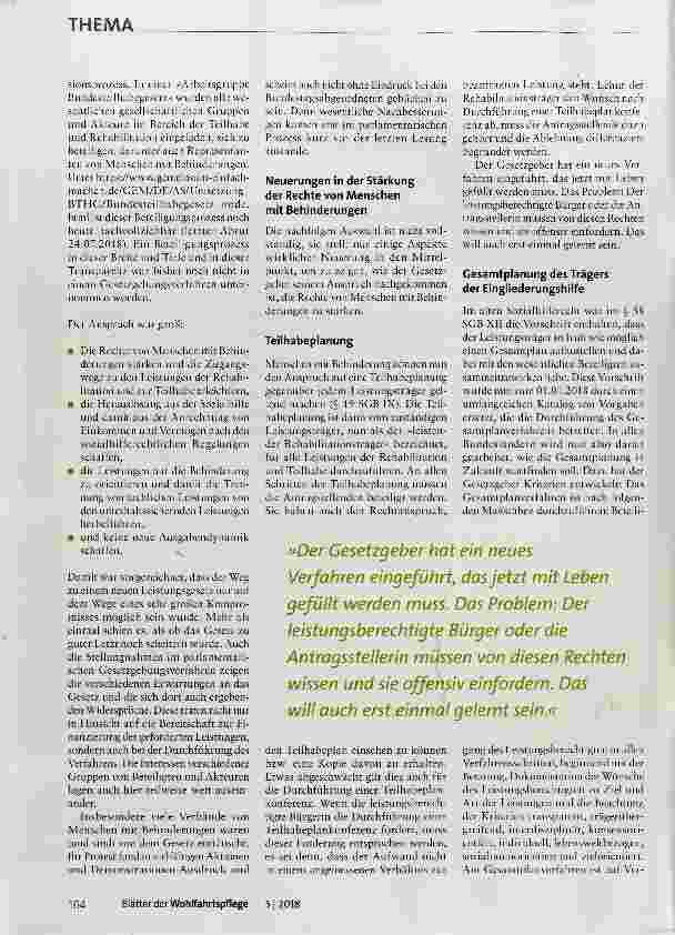 Vorschauseite 2: Das Bundesteilhabegesetz: Grundsätze und Neuerungen