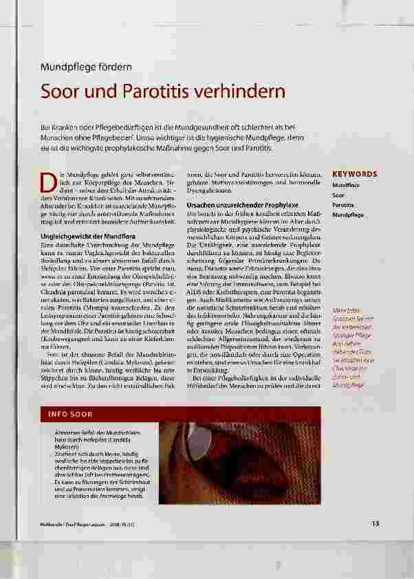 Vorschauseite 1: Soor und Parotitis verhindern