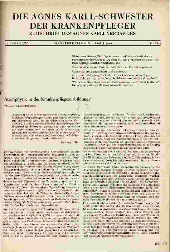 Vorschauseite 1: Atomphysik in der Krankenpflegeausbildung?