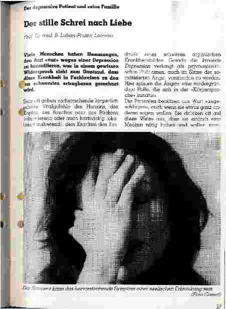 Vorschauseite 1: Der stille Schrei nach Liebe Der depressive Patient und seine Familie