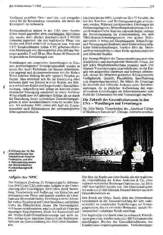 Vorschauseite 2: 15. Regionalkonferenz des Internationelen Krankenhausverbandes in Mexico City 1988