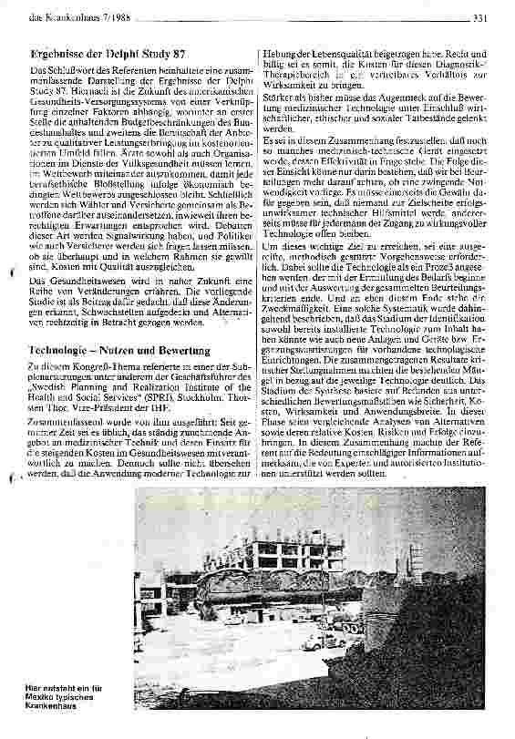Vorschauseite 4: 15. Regionalkonferenz des Internationelen Krankenhausverbandes in Mexico City 1988