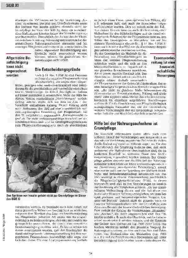 Vorschauseite 2: Hilfebedarf bei Diabetes mellitus Zur Auslegung des SGB XI durch das BSG (Teil 2)