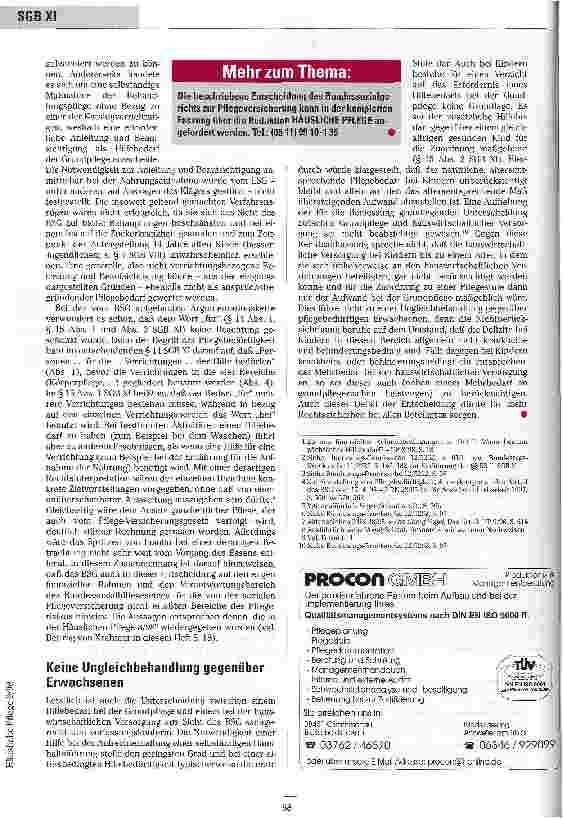 Vorschauseite 6: Hilfebedarf bei Diabetes mellitus Zur Auslegung des SGB XI durch das BSG (Teil 2)