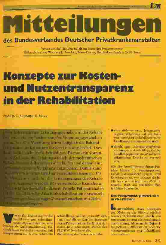 Vorschauseite 1: Konzepte zur Kostenund Nutzentransparenz in der Rehabilitation