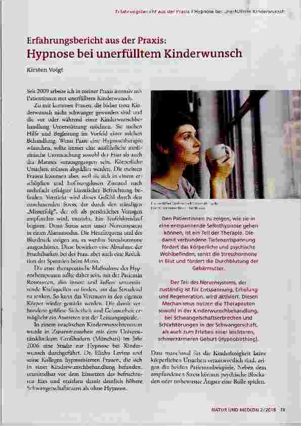Vorschauseite 1: Erfahrungsbericht aus der Praxis: Hypnose bei unerfülltem Kinderwunsch