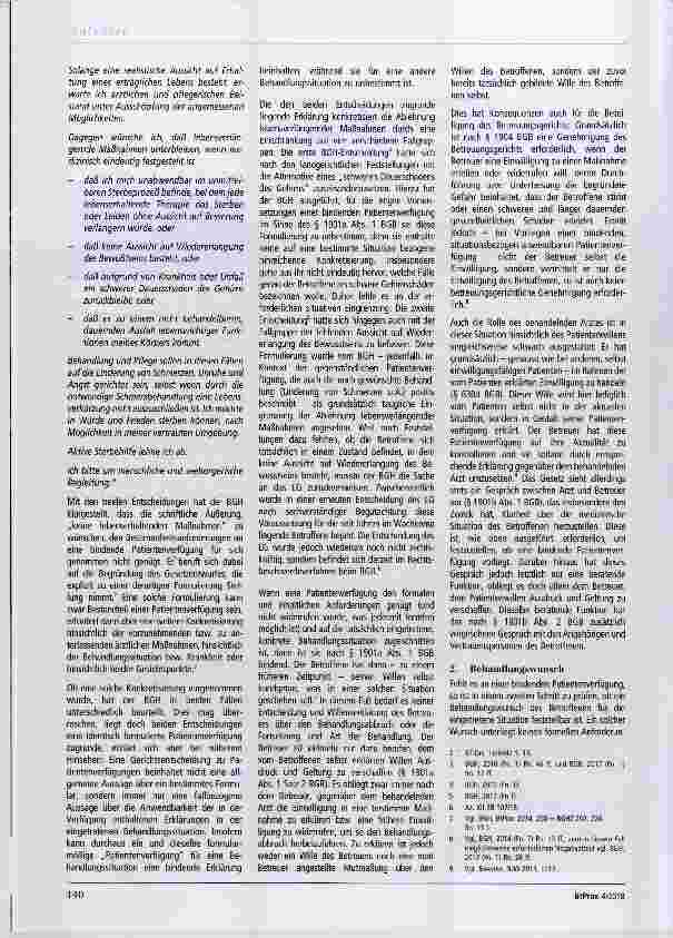 Vorschauseite 2: Grundlagen eines (betreuungsund strafrechtlich) rechtmäßigen Behandlungsabbruchs Patientenverfügung und Alternativen