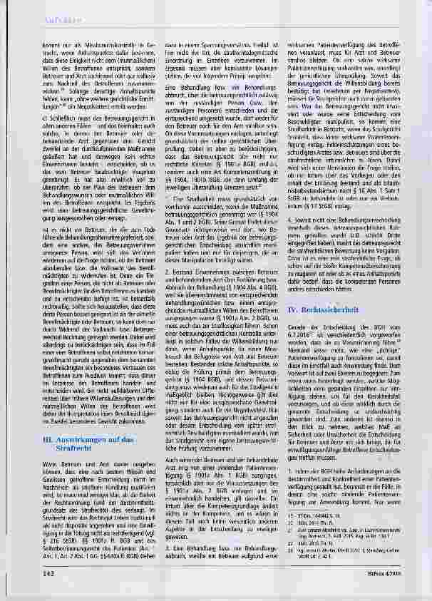 Vorschauseite 4: Grundlagen eines (betreuungsund strafrechtlich) rechtmäßigen Behandlungsabbruchs Patientenverfügung und Alternativen
