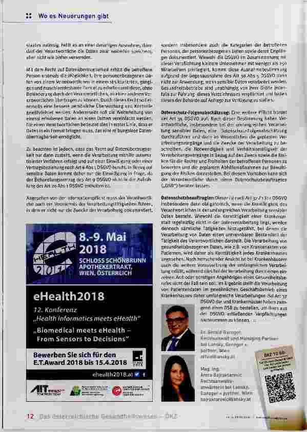 Vorschauseite 3: Die Datenschutz-Grundverordnung in Krankenanstalten