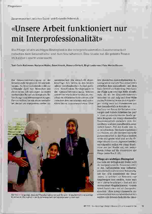Vorschauseite 1: «Unsere Arbeit funktioniert nur mit Interprofessionalität»