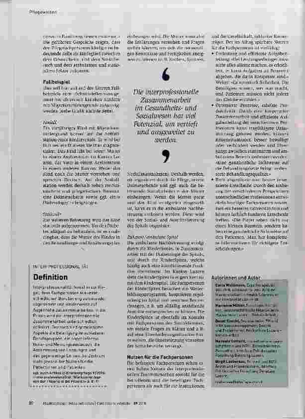 Vorschauseite 2: «Unsere Arbeit funktioniert nur mit Interprofessionalität»