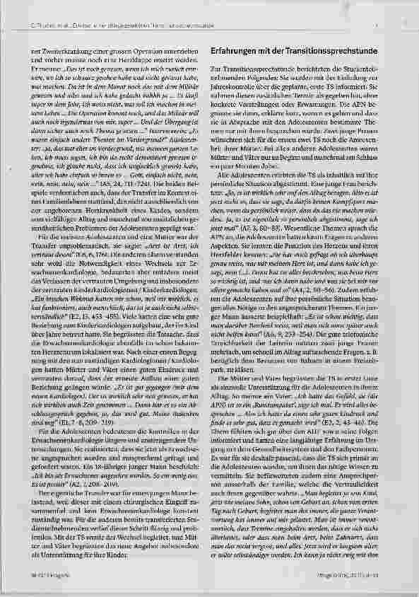 Vorschauseite 5: Wie Eltern und ihre Kinder die pflegegeleitete Transitions- Sprechstunde für Adoleszente mit angeborenen Herzfehlern erleben
