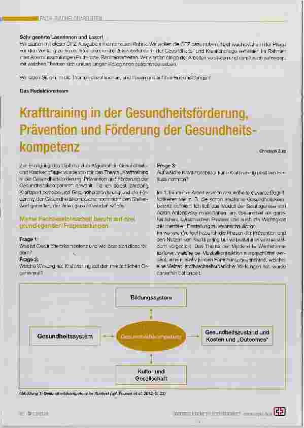Vorschauseite 1: Krafttraining in der Gesundheitsförderung, Prävention und Förderung der Gesundheits-Kompetenz