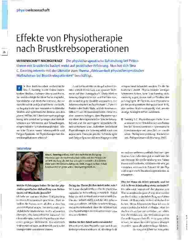 Vorschauseite 1: Effekte von Physiotherapie nach Brustkrebsoperationen