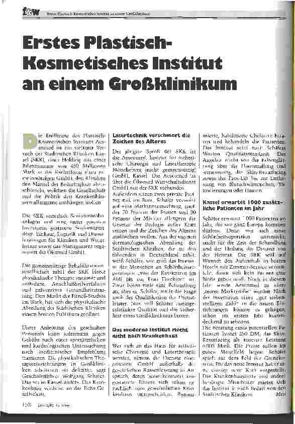 Vorschauseite 1: Erstes Plastisch-Kosmetisches Institut an einem Großklinikum