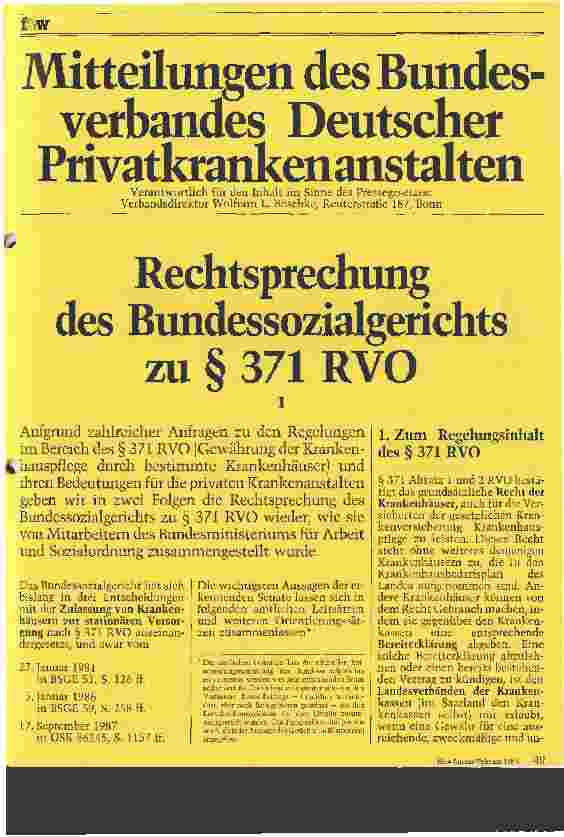 Vorschauseite 1: Rechtsprechung des Bundessozialgerichts zu Paragraph 371 RVO