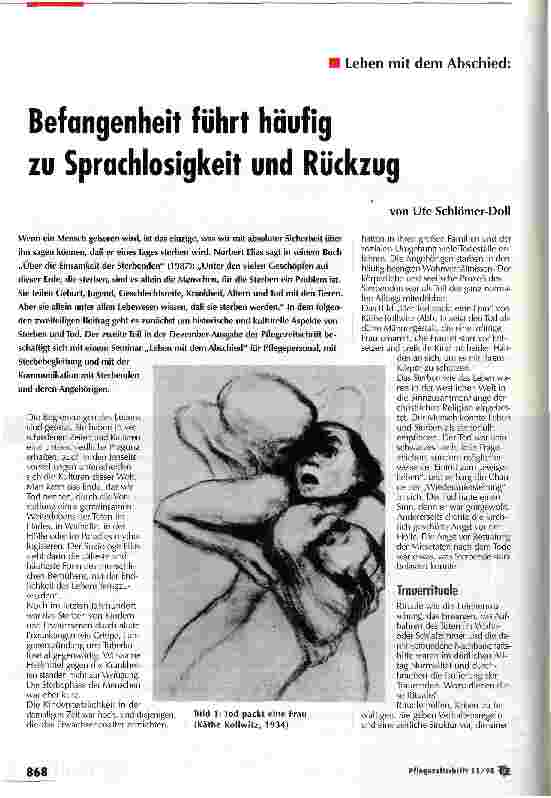 Vorschauseite 1: Befangenheit führt häufig zu Sprachlosigkeit und Rückzug Leben mit dem Abschied (Teil 1)