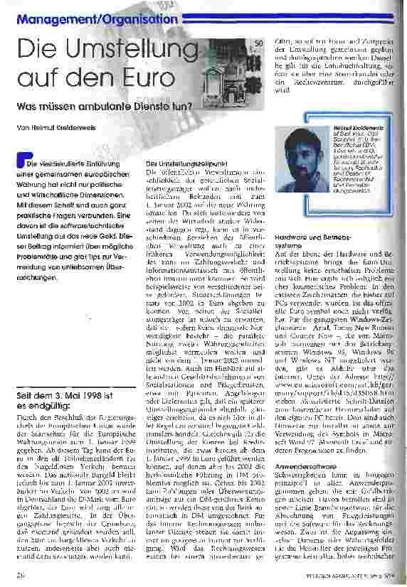Vorschauseite 1: Die Umstellung auf den EURO Was müssen ambulante Dienste tun?