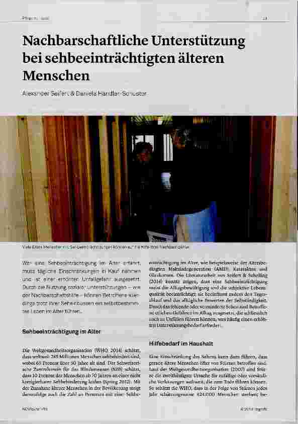 Vorschauseite 1: Nachbarschaftliche Unterstützung bei sehbeeinträchtigten älteren Menschen