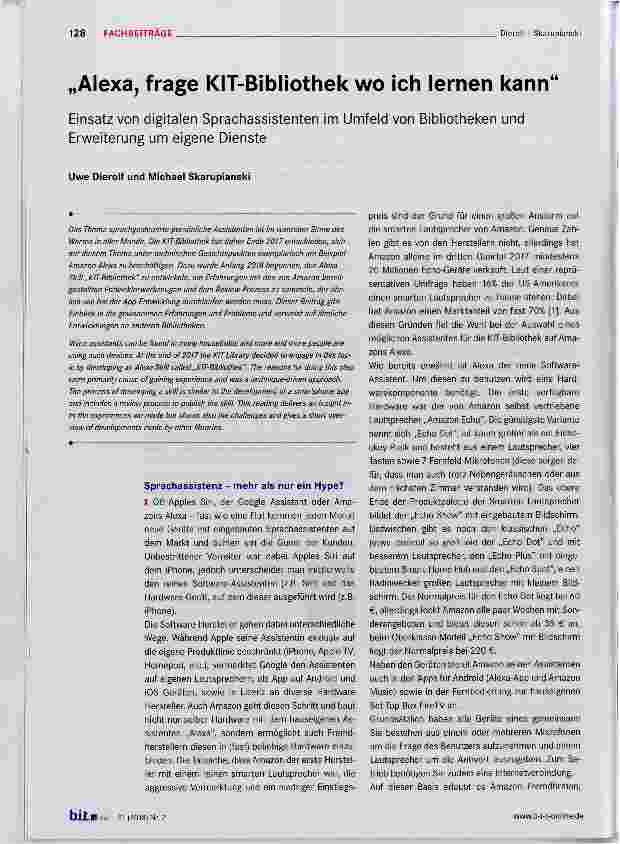 Vorschauseite 1: „Alexa, frage KIT-Bibliothek wo ich lernen kann“
