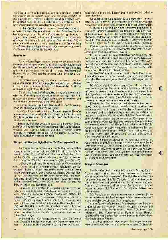 Vorschauseite 2: Krankenpflege und Politik VIII. Europäisches Schülertreffen (II)