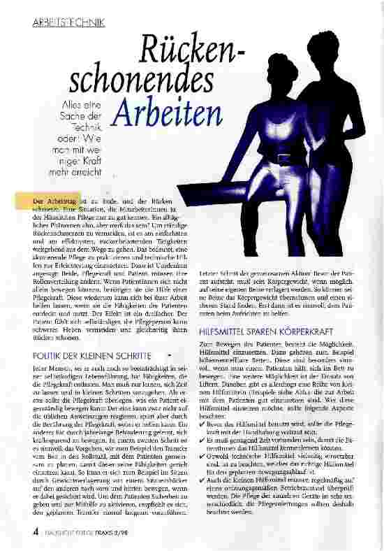 Vorschauseite 1: Rückenschonendes Arbeiten Arbeitstechnik