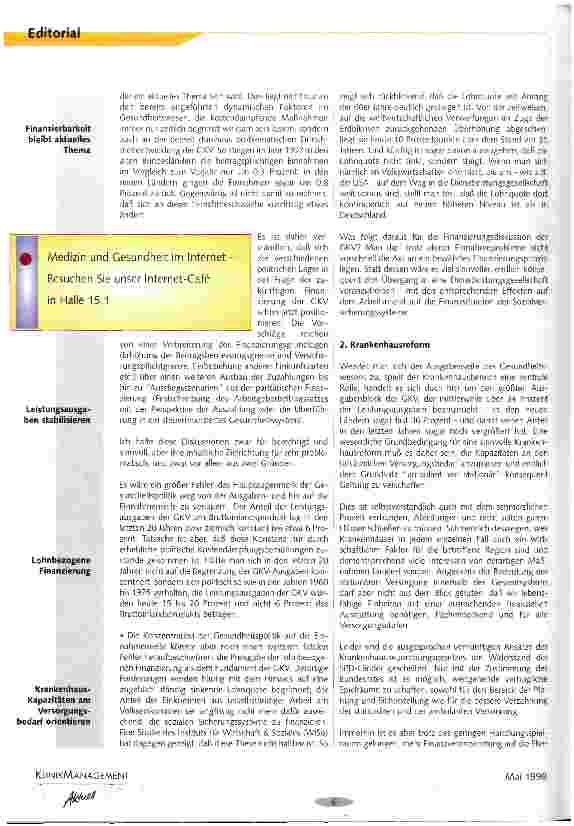 Vorschauseite 3: Kein Stillstand in der Gesundheitspolitik Zukunftsfähigkeit sichern