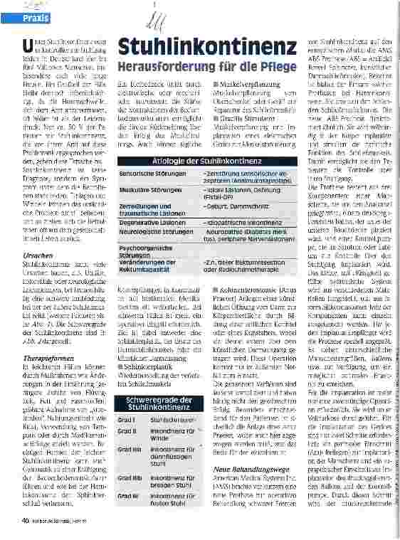Vorschauseite 1: Stuhlinkontinenz Herausforderung für die Pflege