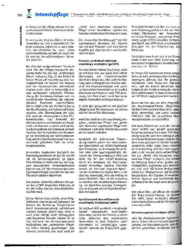 Vorschauseite 2: Praktische Bedeutung der wichtigsten Beatmungsformen für die Pflege