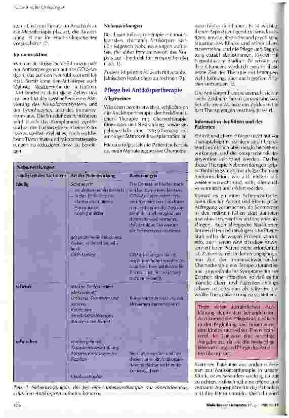Vorschauseite 3: Immuntherapie - Anforderungen an die Pflege Darstellung einer Immuntherapie mit monoklonalen Antikörpern