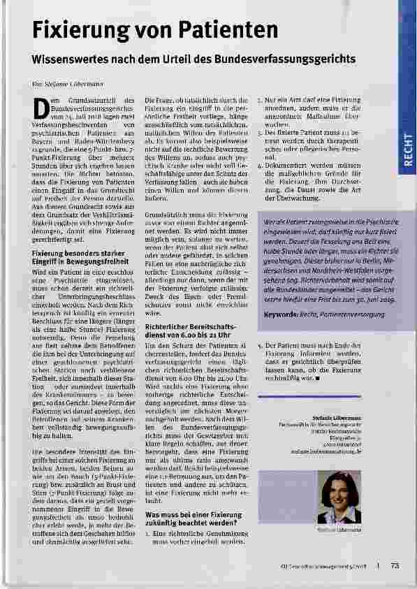 Vorschauseite 1: Fixierung von Patienten