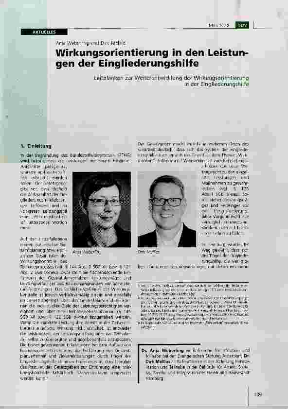 Vorschauseite 1: Wirkungsorientierung in den Leistungen der Eingliederungshilfe