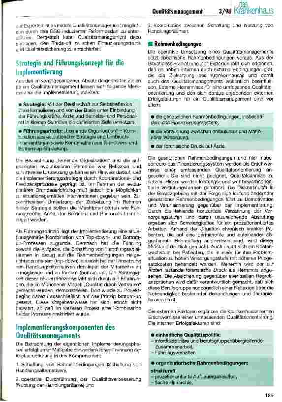 Vorschauseite 2: Anregungen zur Implementierung von Qualitätsmanagement Ein Querschnitt aus der länderübergreifenden Krankenhauspraxis