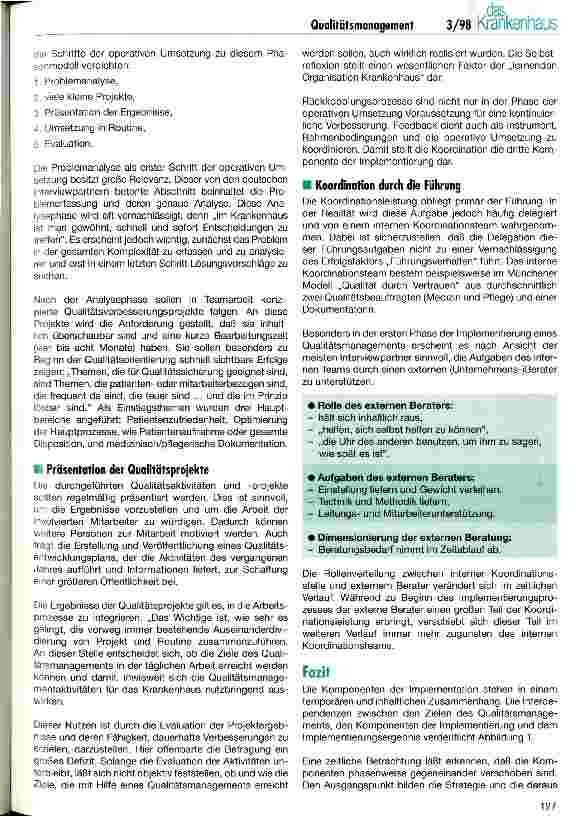 Vorschauseite 4: Anregungen zur Implementierung von Qualitätsmanagement Ein Querschnitt aus der länderübergreifenden Krankenhauspraxis
