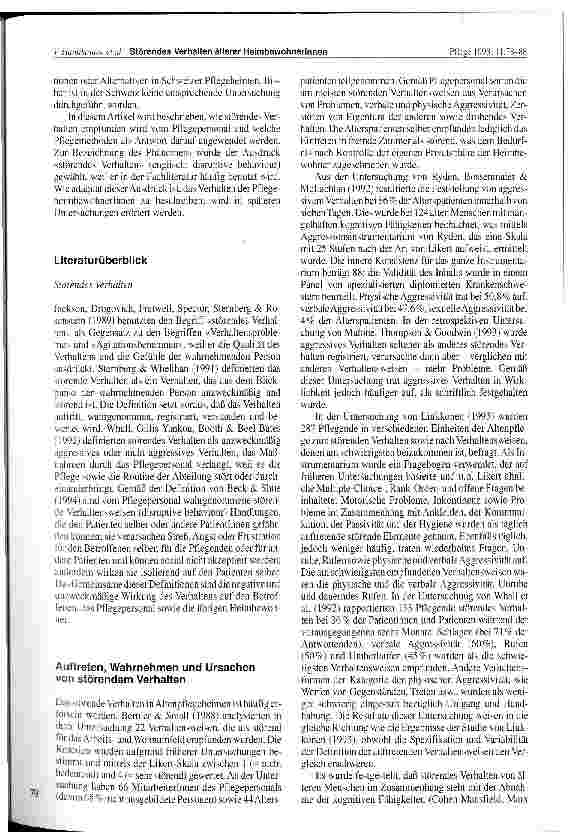 Vorschauseite 2: Störendes Verhalten älterer HeimbewohnerInnen und die Anewendung von Pflegemethoden