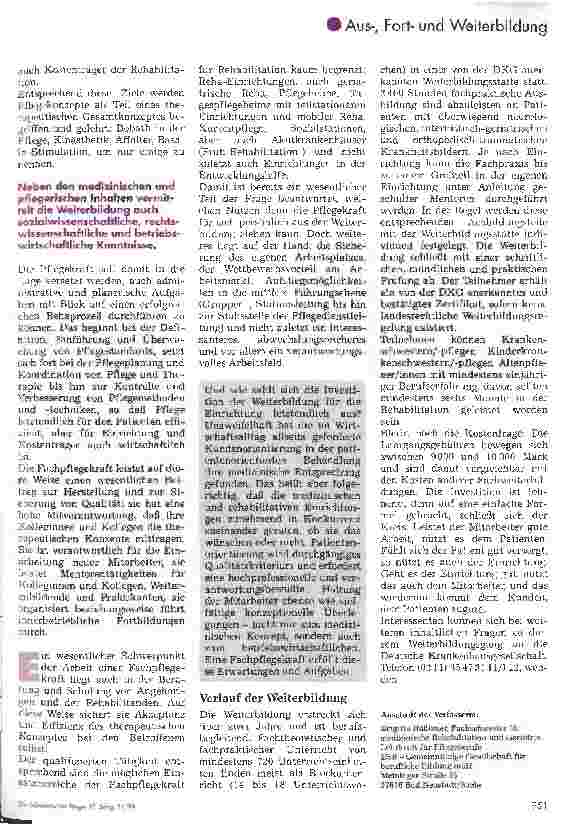 Vorschauseite 2: Weiterbildung von Fachpflegekräften für Rehabilitation In schwierigen Zeiten den Blick nach vorne richten