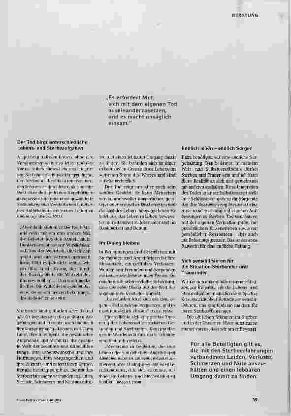 Vorschauseite 2: Sorgende Sensibilität für Sterbende und Angehörige