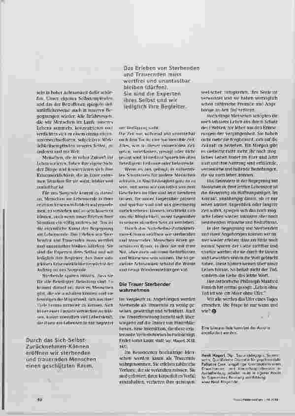 Vorschauseite 3: Sorgende Sensibilität für Sterbende und Angehörige