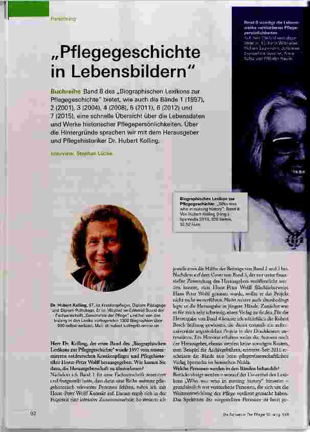 Vorschauseite 1: „Pflegegeschichte in Lebensbildern