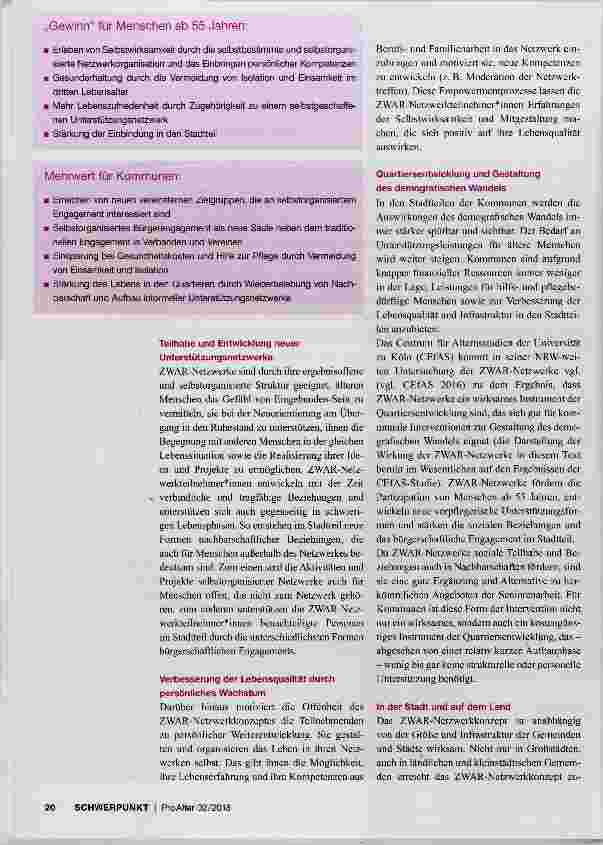 Vorschauseite 2: ZWAR-Netzwerke Übergänge in den Ruhestand gestalten und das Quartier beleben